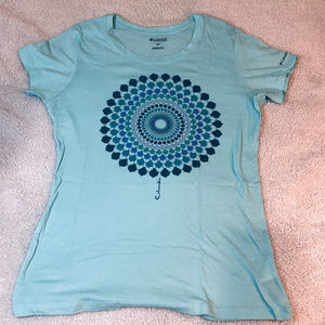 Columbia T Shirt Peacock Feather Design Size S